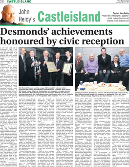 Desmonds' Achievements Honoured by Civic Reception
