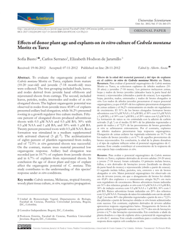 Effects of Donor Plant Age and Explants on in Vitroculture Of