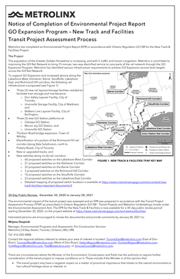 Notice of Completion of Environmental Project Report GO Expansion Program – New Track and Facilities Transit Project Assessment Process