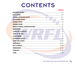 Contents Page Presidents Report