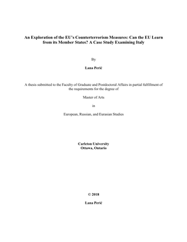 An Exploration of the EU's Counterterrorism Measures And