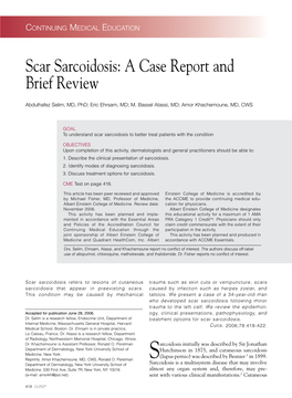 Scar Sarcoidosis: a Case Report and Brief Review