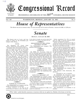 Congressional Record United States Th of America PROCEEDINGS and DEBATES of the 107 CONGRESS, SECOND SESSION