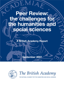 Peer Review: the Challenges for the Humanities and Social Sciences