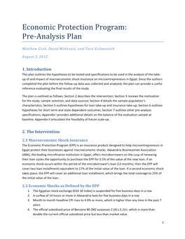 Economic Protection Program: Pre-Analysis Plan