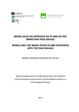 Modelac¸ ˜Ao Da Intrus ˜Ao Da Pluma Do Rio Minho Nas Rias Baixas