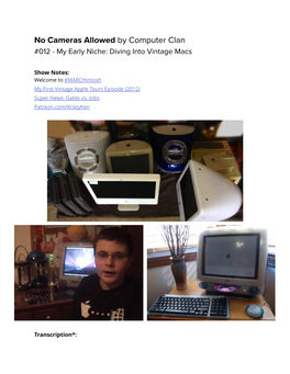 No Cameras Allowed by Computer Clan #012 - My Early Niche: Diving Into Vintage Macs