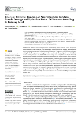 Effects of Ultratrail Running on Neuromuscular Function, Muscle Damage and Hydration Status