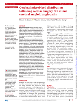 Cerebral Microbleed Distribution Following Cardiac Surgery Can Mimic Cerebral Amyloid Angiopathy