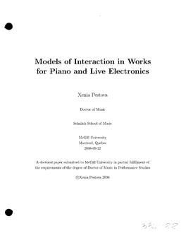 Models of Interaction in Works for Piano and Live Electronics