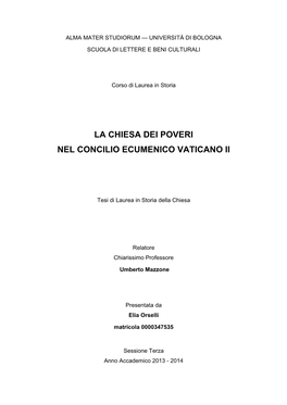 La Chiesa Dei Poveri Nel Concilio Ecumenico Vaticano Ii