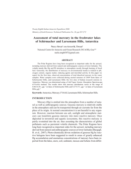 Assessment of Total Mercury in the Freshwater Lakes of Schirmacher and Larsemann Hills, Antarctica