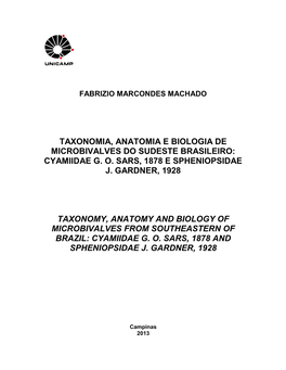 Taxonomia, Anatomia E Biologia De Microbivalves Do Sudeste Brasileiro: Cyamiidae G