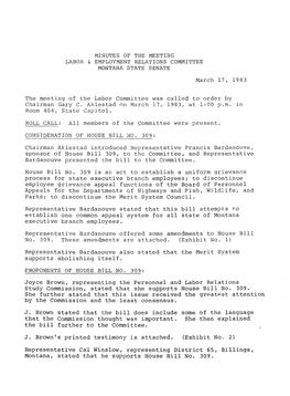 Minutes of the Meeti~G Labor & E.Mployment Relations