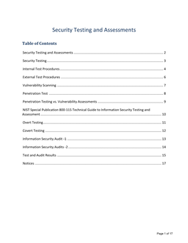 Security Testing and Assessments