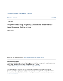 Integrating Critical Race Theory Into the Legal Debate on the Use of Race