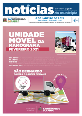 8 DE JANEIRO DE 2021 Sexta-Feira - Edição Nº 2196 Publicação Oﬁcial Da Prefeitura Do Município De São Bernardo Do Campo 08 De Janeiro De 2021 Edição 2196 2