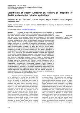 Distribution of Weedy Sunflower on Territory of Republic of Serbia and Potential Risks for Agriculture