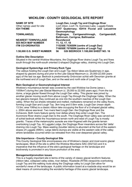 Wicklow - County Geological Site Report