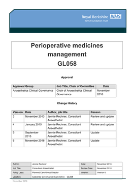 Perioperative Medicines Management GL058