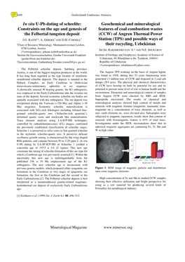 In Situ U-Pb Dating of Scheelite: Constraints on the Age and Genesis