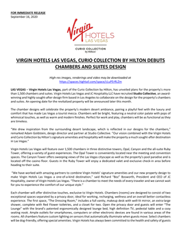 Virgin Hotels Las Vegas, Curio Collection by Hilton Debuts Chambers and Suites Design