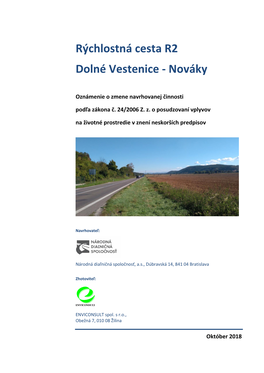Rýchlostná Cesta R2 Dolné Vestenice - Nováky