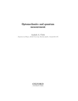 Optomechanics and Quantum Measurement