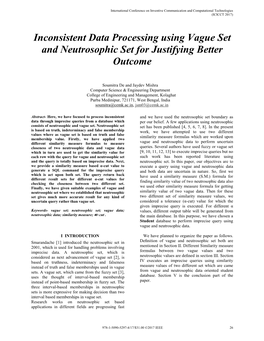 Inconsistent Data Processing Using Vague Set and Neutrosophic Set for Justifying Better Outcome