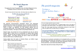 The Parish Magazine 2021 the Parish Magazine Throughout the Covid-19 Pandemic Crisis, the Parish Magazine for The