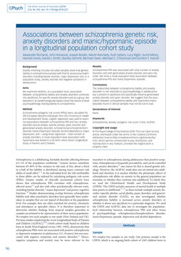 Associations Between Schizophrenia Genetic Risk, Anxiety Disorders And