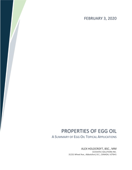 Properties of Egg Oil a Summary of Egg Oil Topical Applications