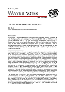 Wayeb Notes No. 13