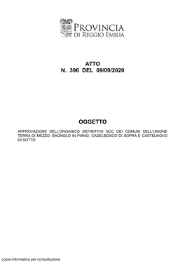 Atto N. 396 Del 09/09/2020 Oggetto