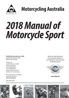 2018 Manual of Motorcycle Sport