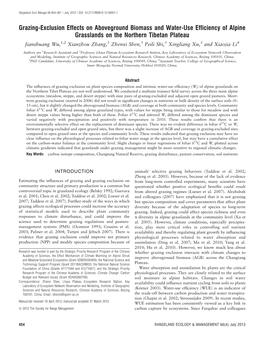 Grazing-Exclusion Effects on Aboveground Biomass and Water-Use Efficiency of Alpine Grasslands on the Northern Tibetan Plateau