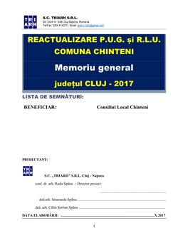 REACTUALIZARE PUG Și RLU COMUNA CHINTENI