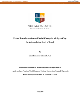 Urban Transformation and Social Change in a Libyan City