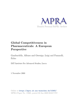 Global Competitiveness in Pharmaceuticals: a European Perspective