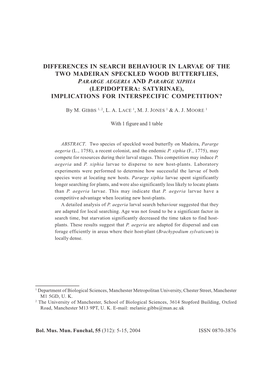 Differences in Search Behaviour in Larvae of The