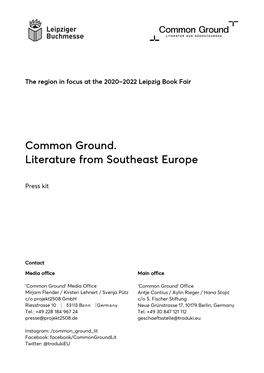 Common Ground. Literature from Southeast Europe