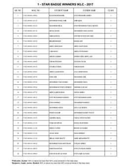 1 - Star Badge Winners Iklc - 2017