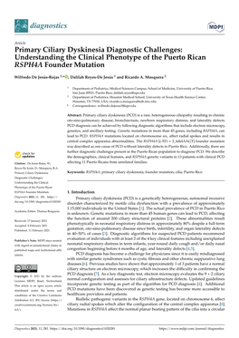 Primary Ciliary Dyskinesia Diagnostic Challenges: Understanding the Clinical Phenotype of the Puerto Rican RSPH4A Founder Mutation