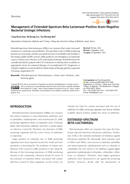 Management of Extended-Spectrum Beta-Lactamase-Positive Gram-Negative Bacterial Urologic Infections