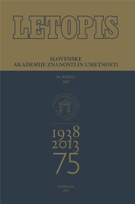 Slovenske Akademije Znanosti in Umetnosti 64/2013