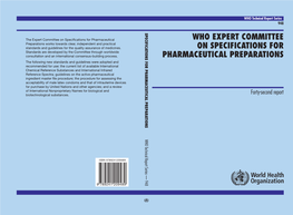 Who Expert Committee on Specifications for Pharmaceutical Preparations