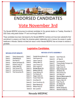 ENDORSED CANDIDATES Vote November 3Rd