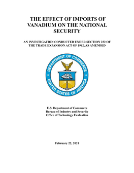 Vanadium on the National Security