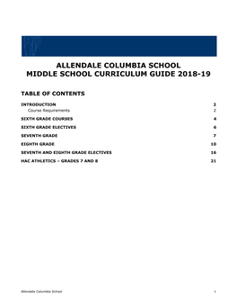 Allendale Columbia School Middle School Curriculum Guide 2018-19