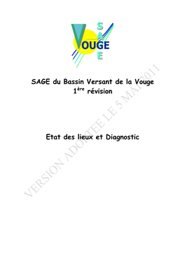 SAGE Du Bassin Versant De La Vouge 1Ère Révision Etat Des Lieux Et Diagnostic